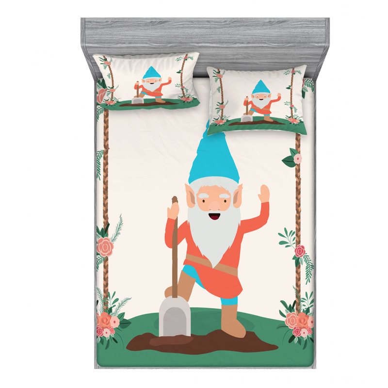 Gnome Microfiber Sheet Set, Queen Sheet Set with Fitted Sheet