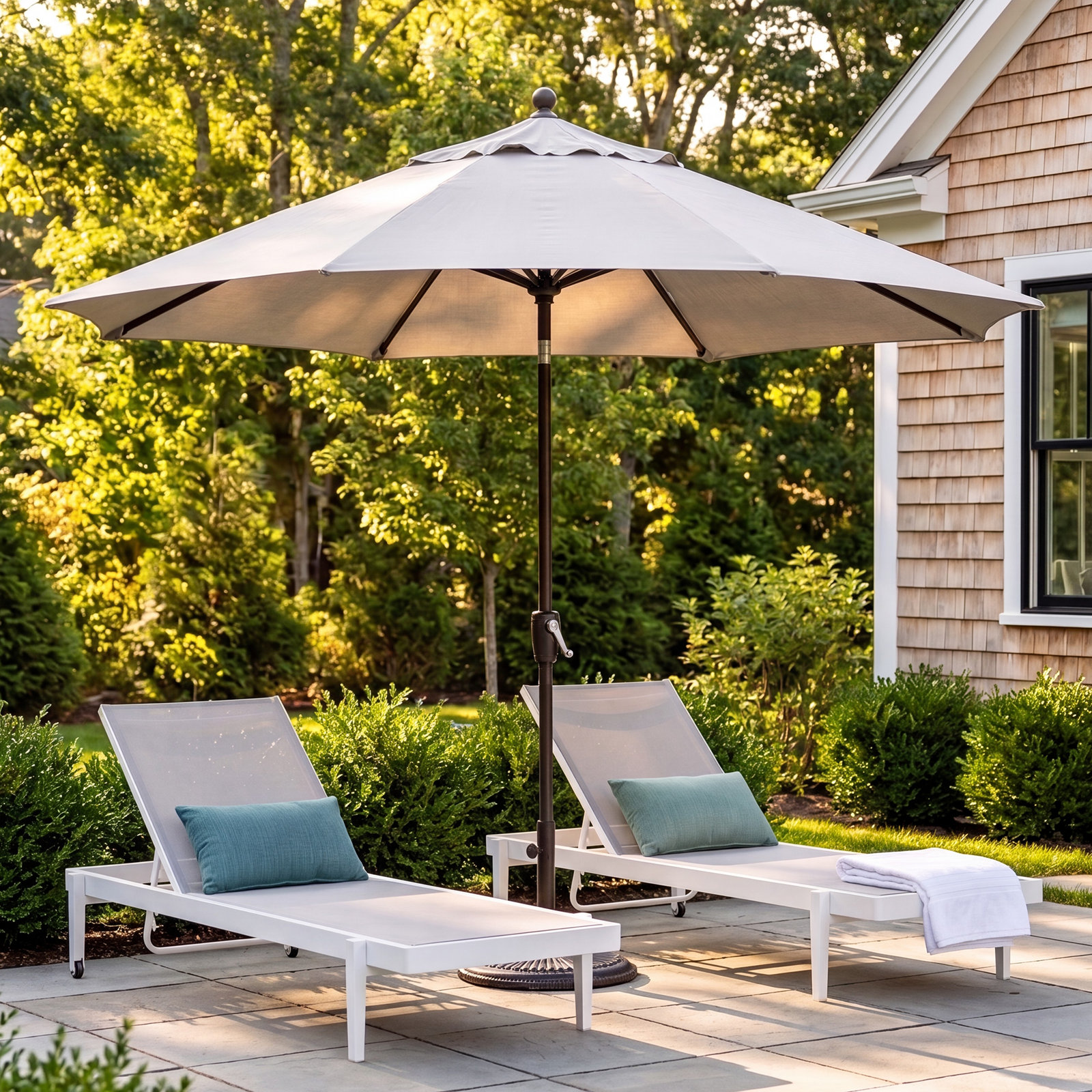 132'' Sunbrella® Outdoor Umbrella, Canvas Flax Sunbrella® Canvas, Black