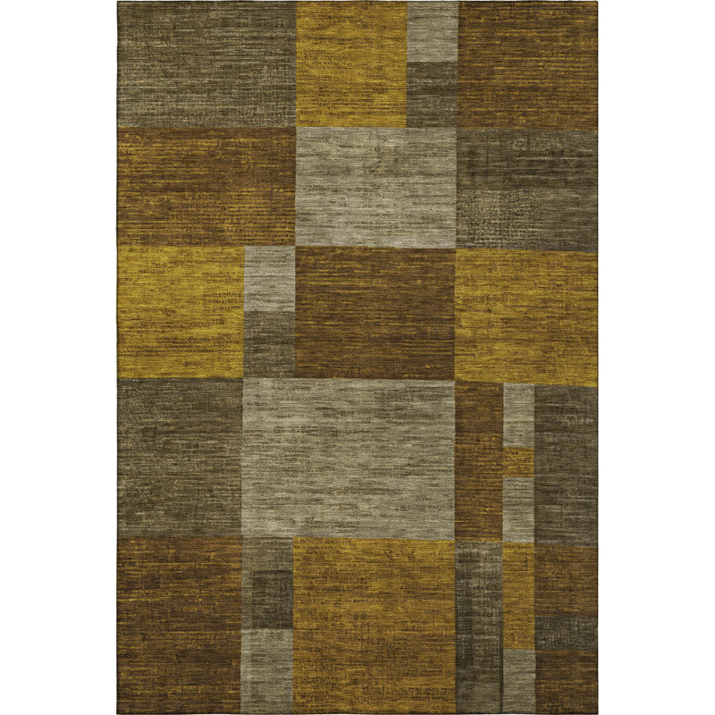 Premium Machine Washable Lubbers AMF1749 Squares Rug, Rectangle 8' x 10'