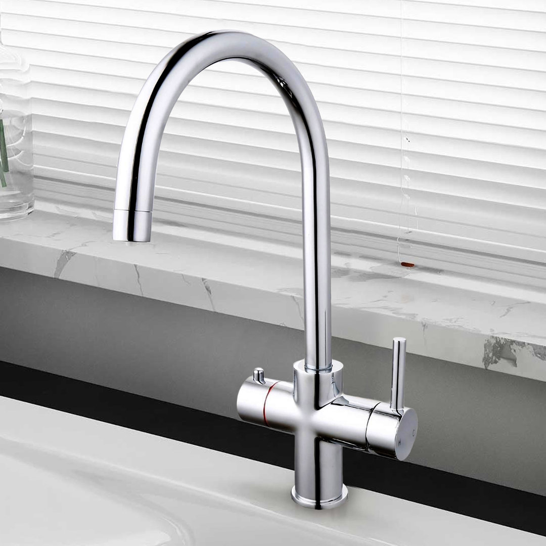 Instant Boiling Water Kitchen Single Lever Tap Round Chrome with Tank