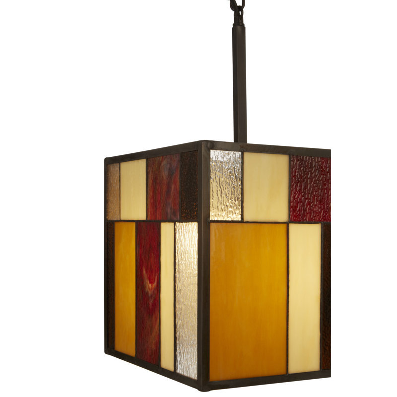 Mundelein 2 - Light Brown/Red/Cream Square/Rectangle Pendant