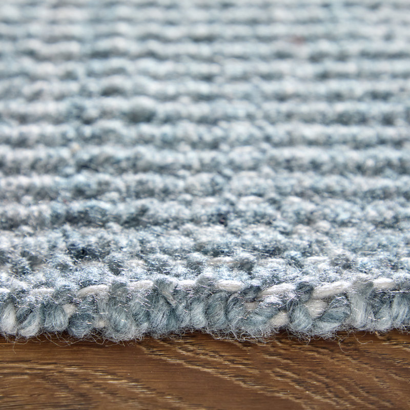 Limerick Hand Woven Recycled P.E.T Solid Color Area Rug in Blue, Rectangle 5' x 8', Light Blue