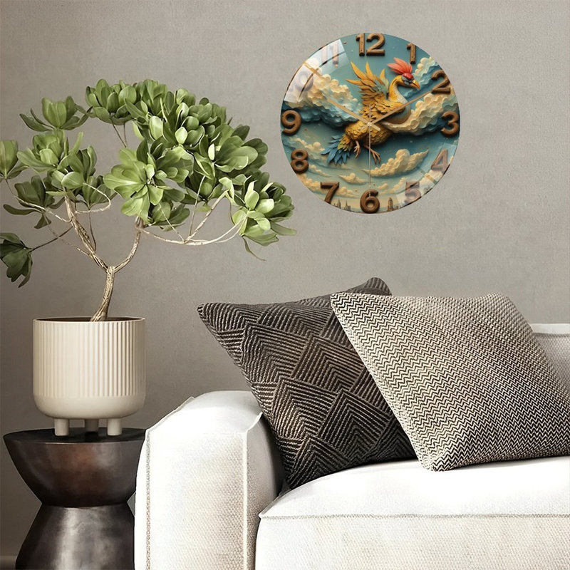 Horloge murale silencieuse en verre trempé de 30 cm, « Horloge Oiseau volant », sans tic-tac, fonctionne avec des piles (piles AA non comprises), décoration artistique pour la maison