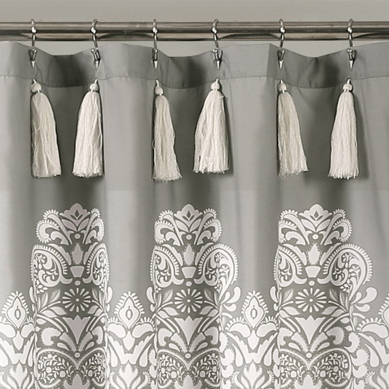 Rideau de douche simple à motif de médaillon bohème, Gris