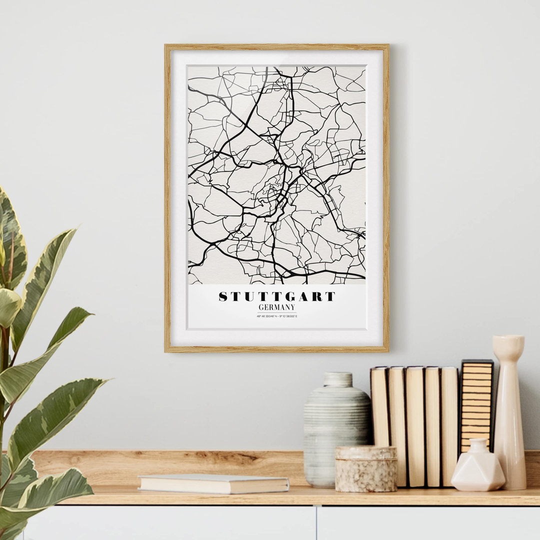 Gerahmtes Poster Stuttgart Map