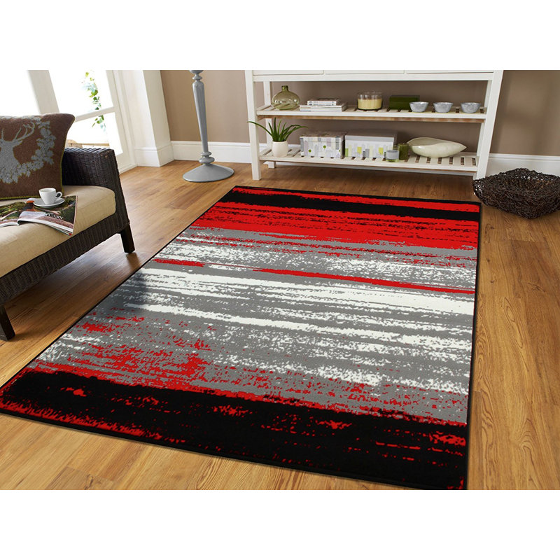 Washable Abstract Indoor / Outdoor Rug, Rectangle 8' x 11'