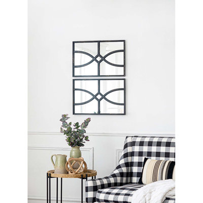 Ensemble de 2 miroirs muraux rectangulaires en bois