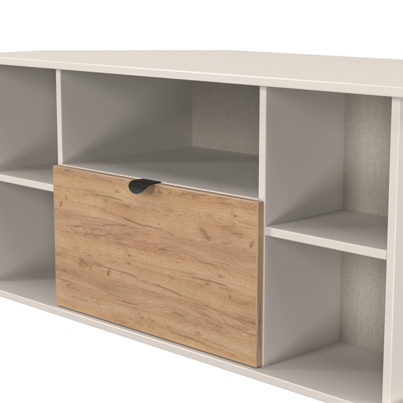 Sunehri Corner TV Unit, 51cm H x 110cm L x 52cm W, Oak/White