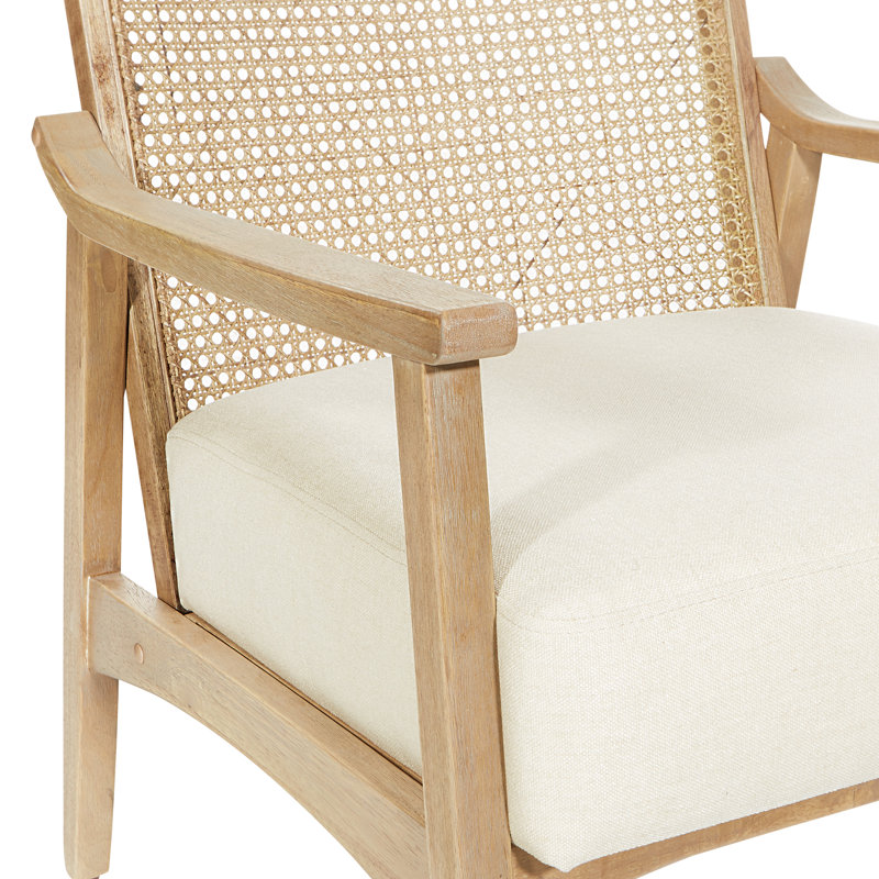 Upholstered Armchair, Beige Polyester Blend, Light Brown