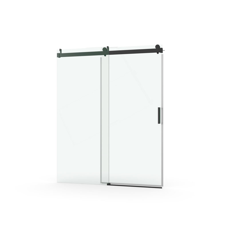 Porte de douche coulissante simple sans cadre à fermeture en douceur de 56 à 60 po x H 76 po, verre trempé de 3/8 po (10 mm) avec revêtement facile à nettoyer