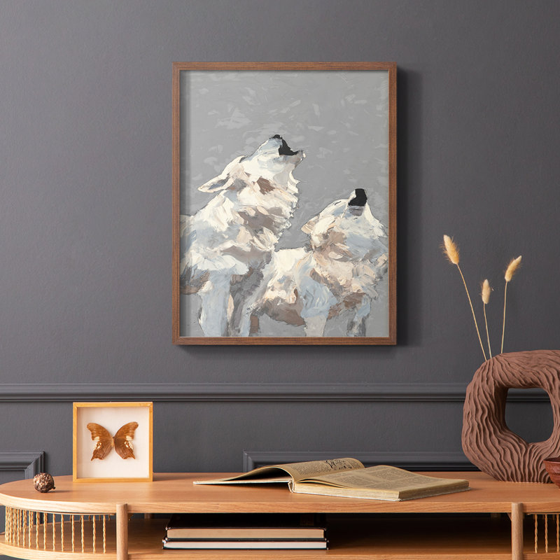 Midnight Wolves, reproduction encadrée - bois massif, Brun, H 20 po x l 16 po