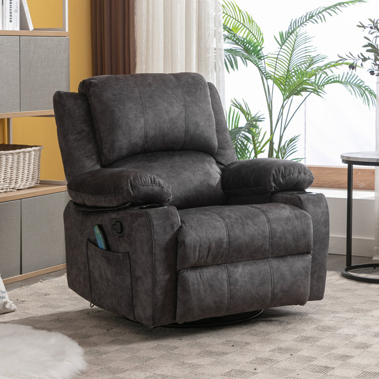 Daquez 38.19 Wide Manual Swivel Rocker Recliner Chair with Massager and  Heat
