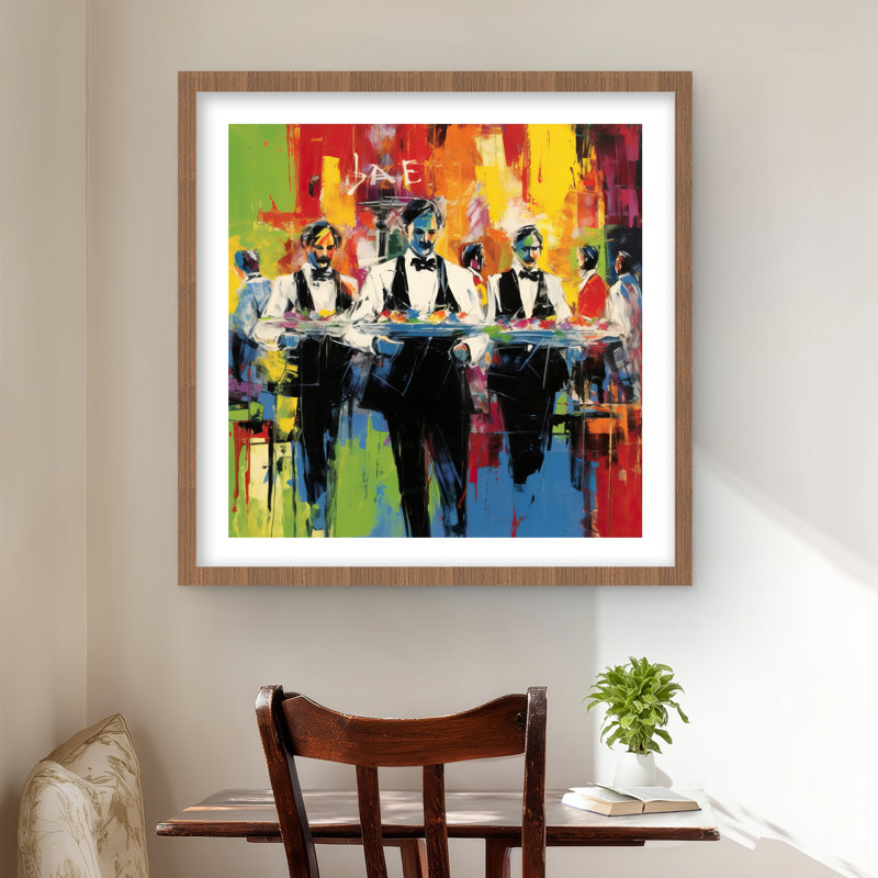 Classic Waiters - Blue Kitchen Framed Matted Print for Decor