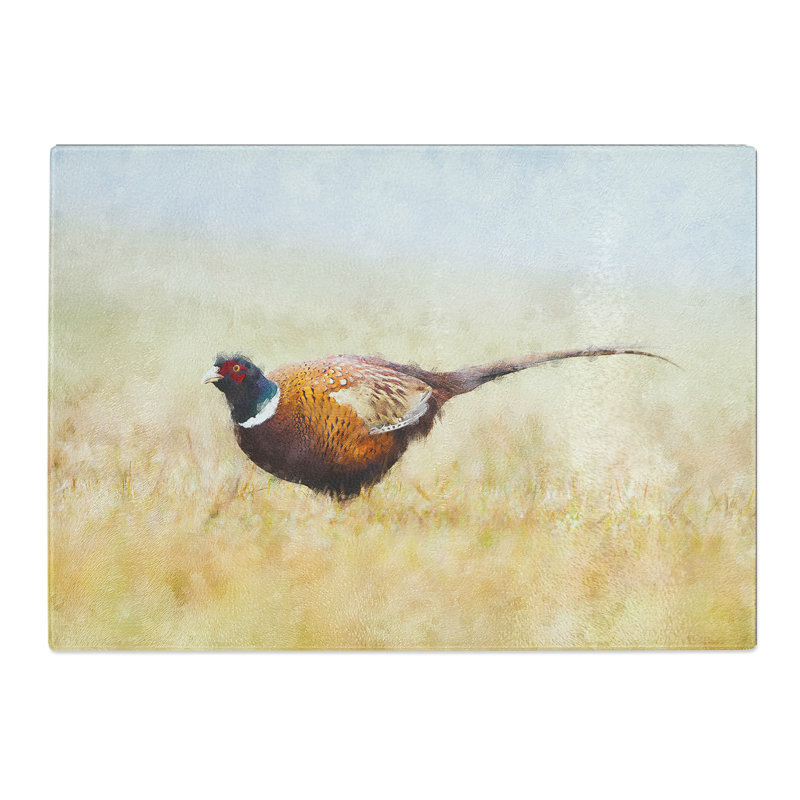 Tempered Glass a Pheasant Bird Painting Chopping Board, 20 cm x 28.5 cm