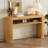 Rustic Console Table with Fluted Legs - Farmhouse Entryway Sofa Table, Vintage Oval Hallway Accent Table with Ash Veneer Top and Glaze Finish, Open Shelf, 3 Distressed Color Options-129101877