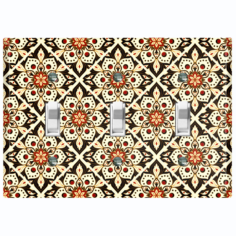 Ensemble de petites plaques murales blanches à 3 interrupteurs à bascule Mandala