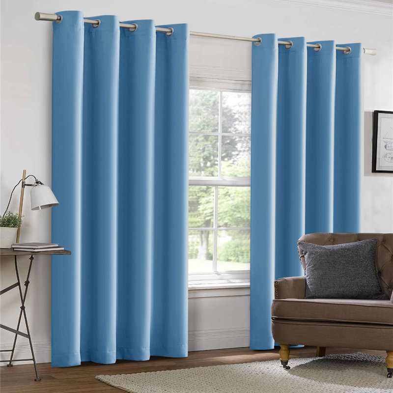 Timiko Blackout Thermal Insulated Curtain Panel, Aqua, 52" W x 84" L