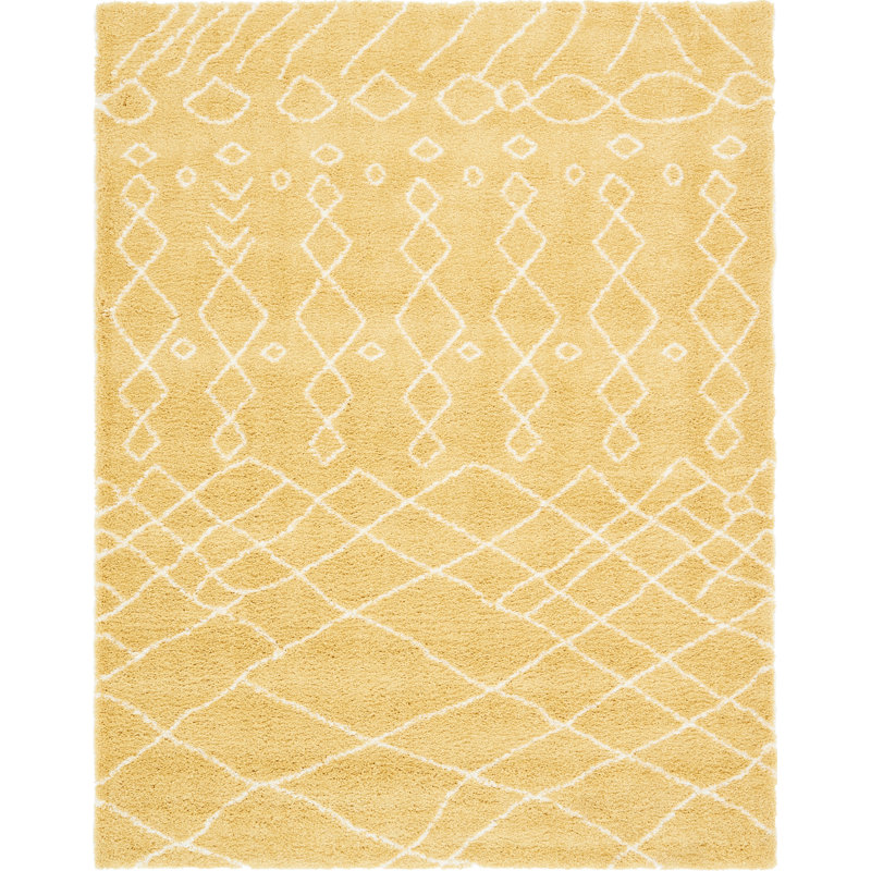 Pickering Geometric Indoor Rug, Yellow/Ivory, Rectangle 5'1" x 8'