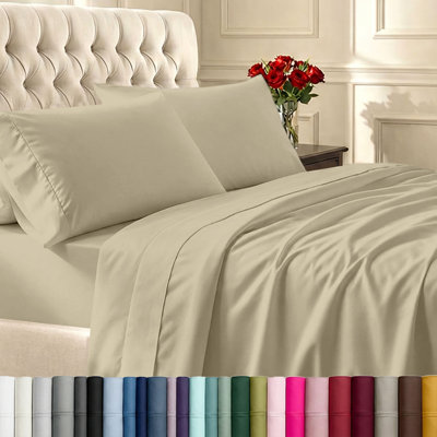 California Design Den Case 6 Piece Deep Pocket Sheet Set - Soft 400 Thread Count, 100% Cotton, Durable Sateen In Beige (golden Tone)