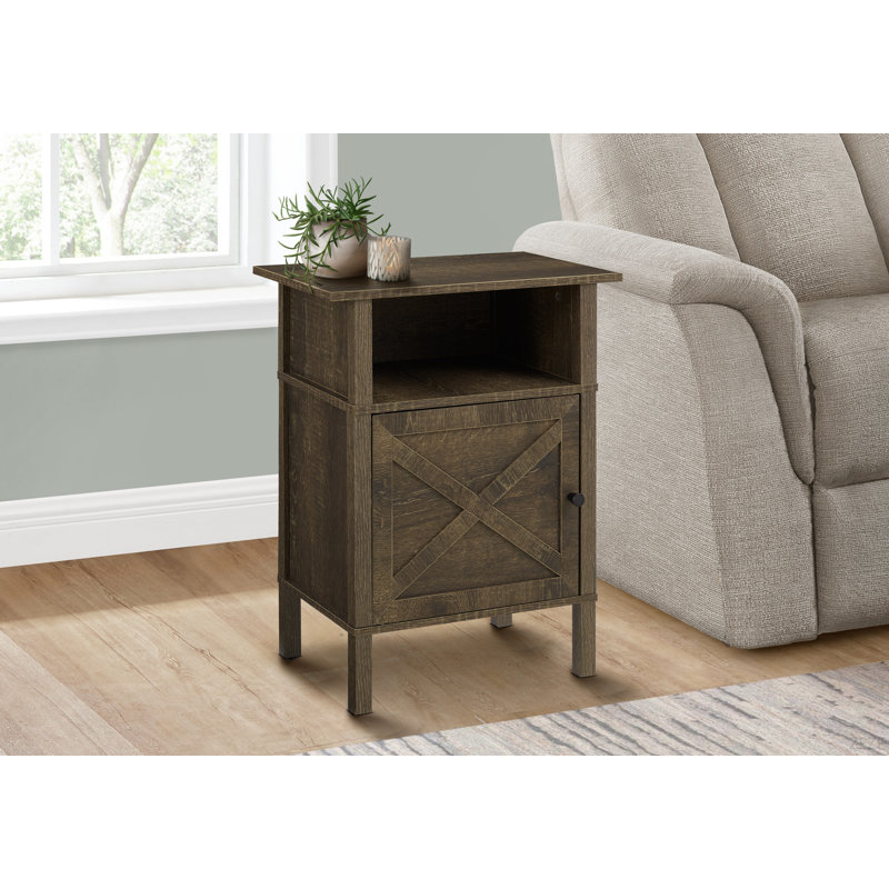 Accent Table, Side Table, End, Living Room, Small, Storage, Laminate, Transitional, Brown