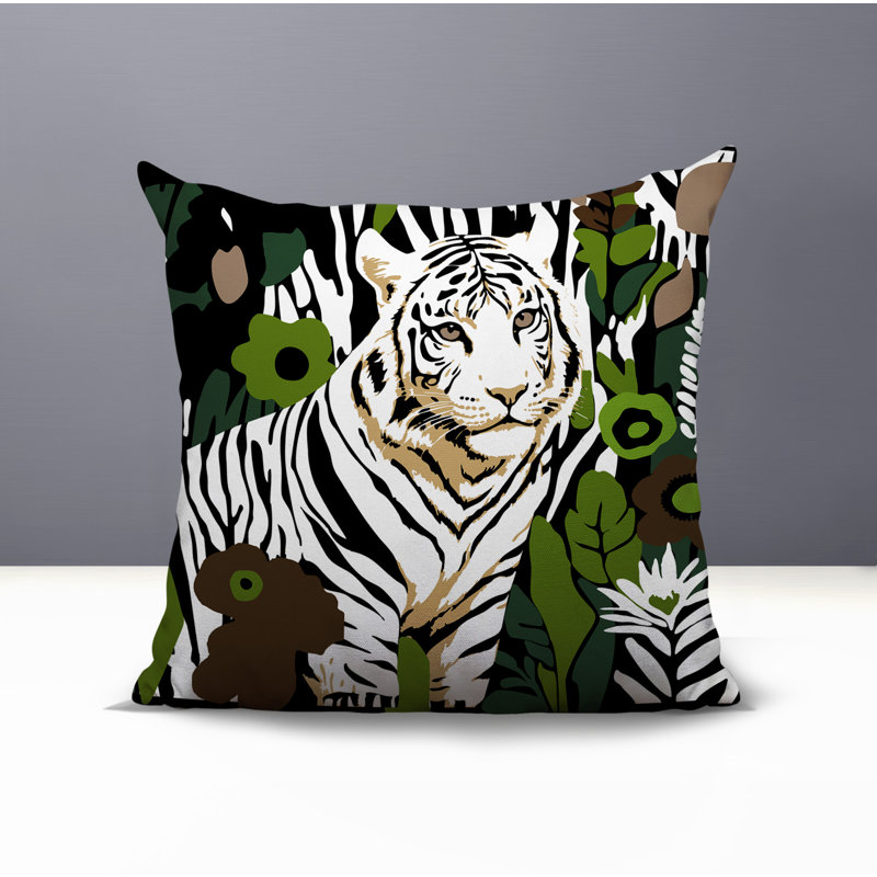 Oreiller carré réversible intérieur / extérieur Wilo Tiger, H 16 po x l 16 po, Noir