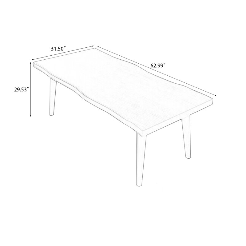 Table de salle à manger rectangulaire, H 29,53 po x L 62,99 po x l 31,5 po