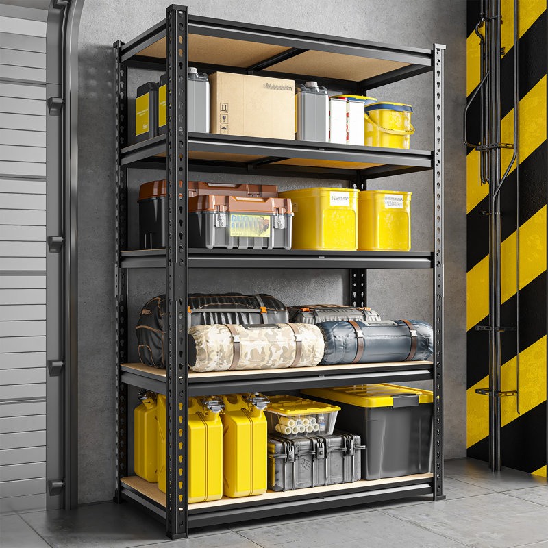 31.5"w Heavy-duty Steel Storage Shelving Unit With Rolled Edges, Adjustable Garage Shelving Unit For Garage, Basement, Pantry, Kitchen