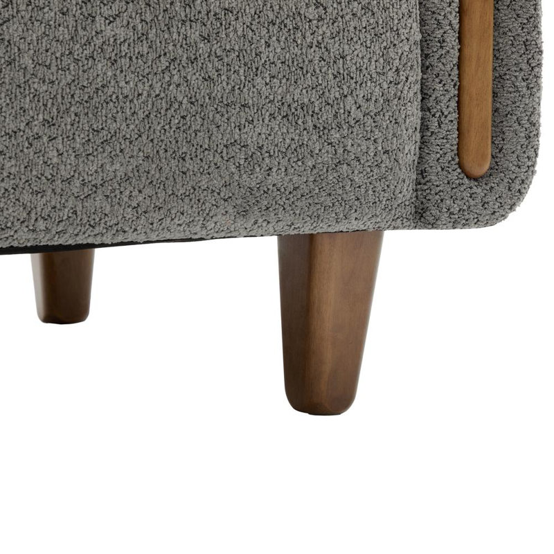 Canapé rembourré 78,7 po, Gris foncé, Noyer