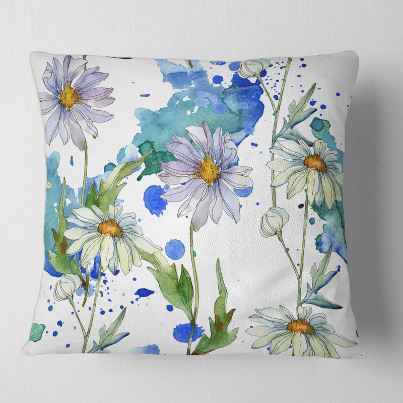 Housse et insert de coussin carré Daisies with Leaves II, 16" x 16"