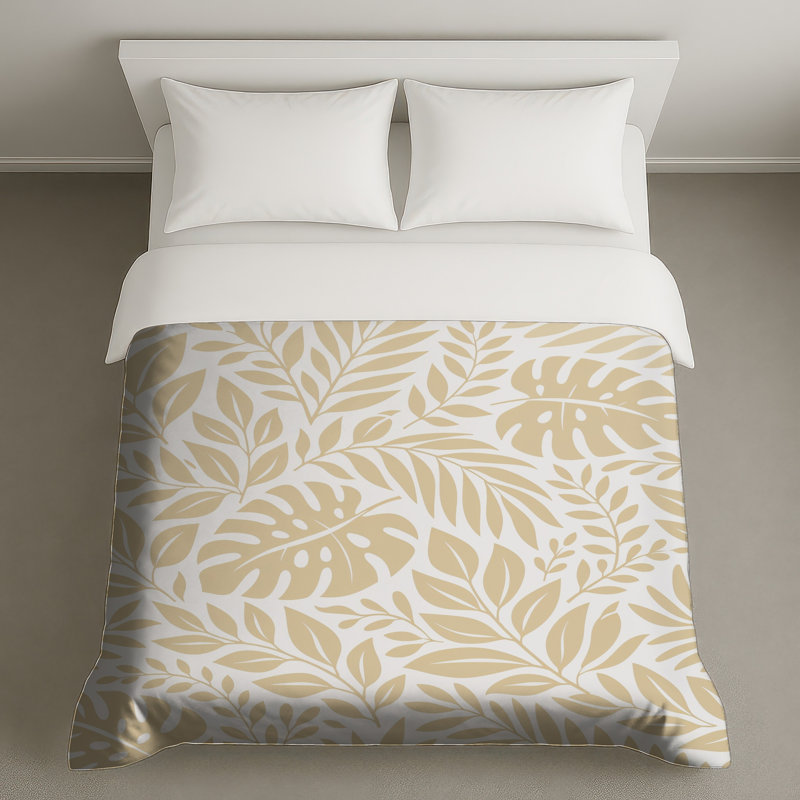 Housses de couette à motif de feuilles tropicales, Grand lit