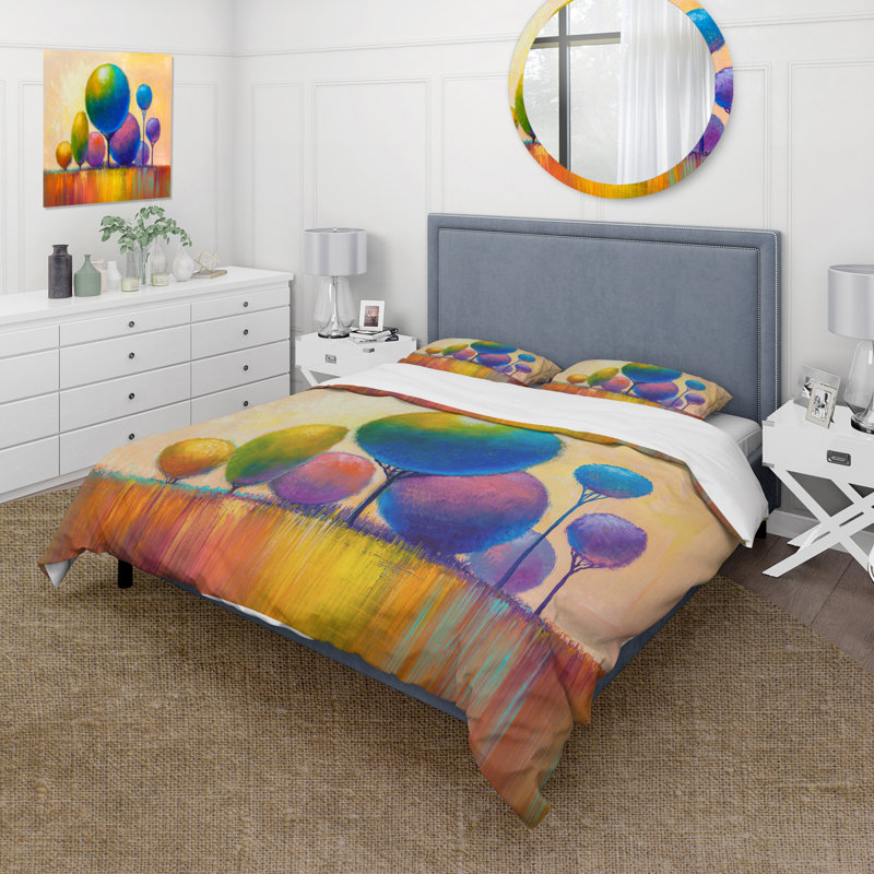 Ensemble de housse de couette Modern Colorful Trees VI - Microfibre polyester