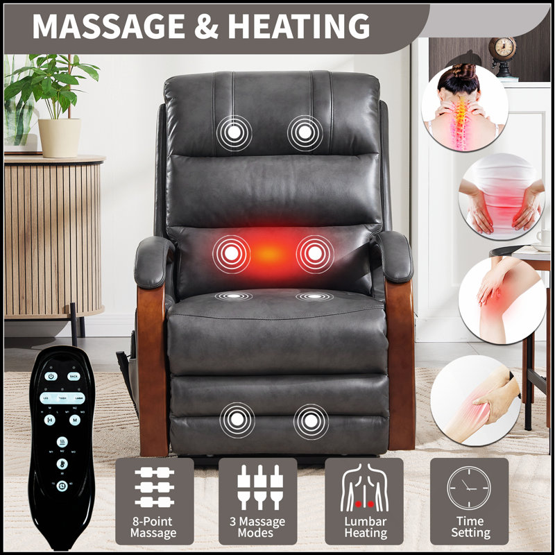 Fauteuil inclinable électrique Powerair Leatherair, Gris