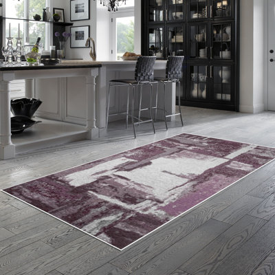 Tapis brun / beige / blanc en polyamide tissé à la machine Inception