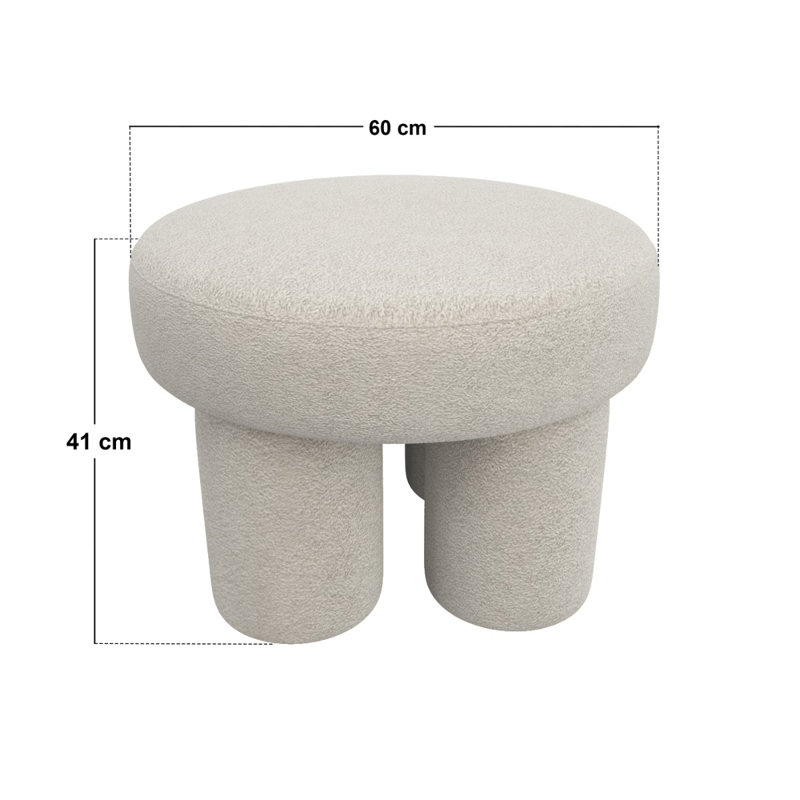 Ferro Low Pouffe Beige Fabric