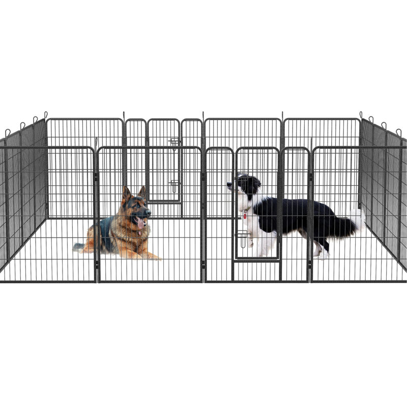 Clôture d'extérieur pour chien, 40 po de hauteur, 16 panneaux, portes, différentes tailles d'animaux, rouille, imperméable et sécuritaire pour les animaux de compagnie, finition