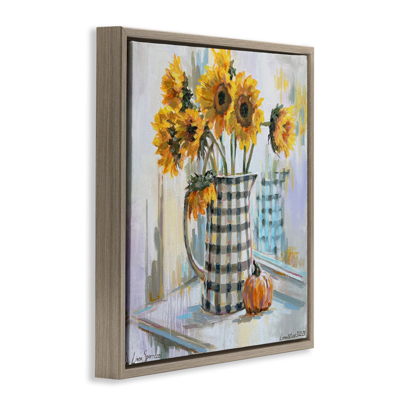 «Morning Reflections Sunflower Impressionism Floater», art mural par Linda Sperruche, H 18 po x l 18 po