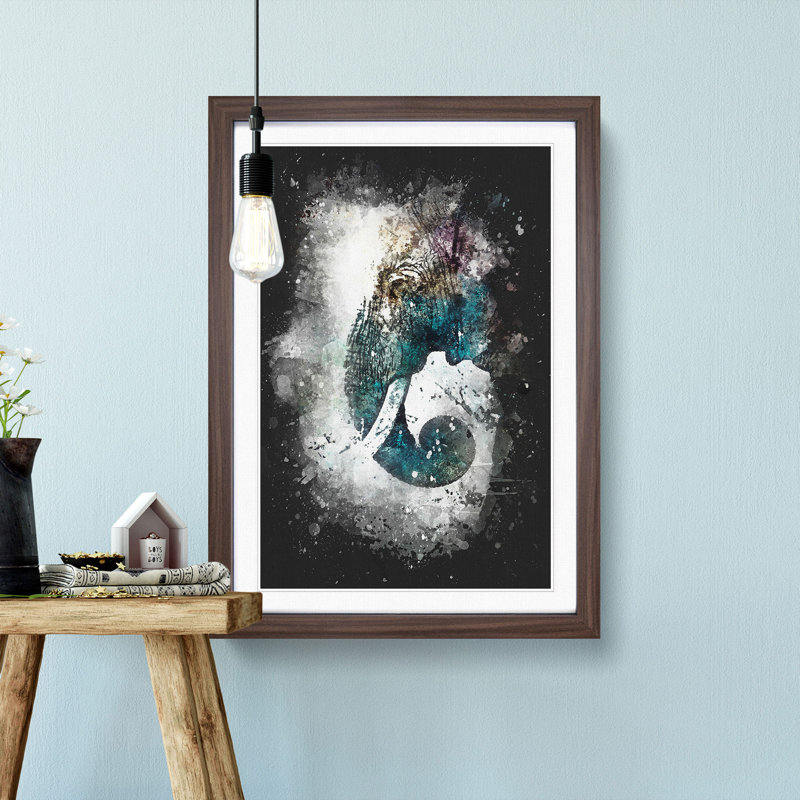 Elephant Profile - Framed Print, Walnut Framed, 87cm H x 62cm W x 2cm D