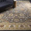 Tapis floral gris anthracite / beige clair / jaune en laine touffetée fabriqué à la main Arden-111804669