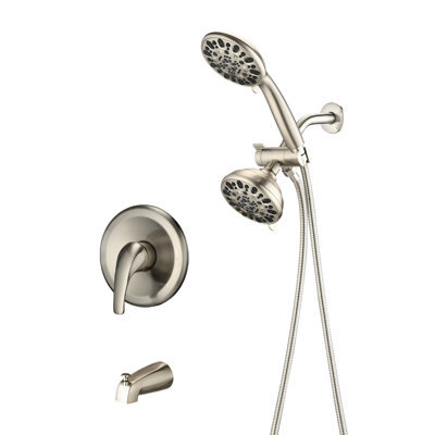 Système de douche mural avec bec de baignoire - robinet 2 en 1. 7 modes de pulvérisation Robinet haut en nickel brossé.