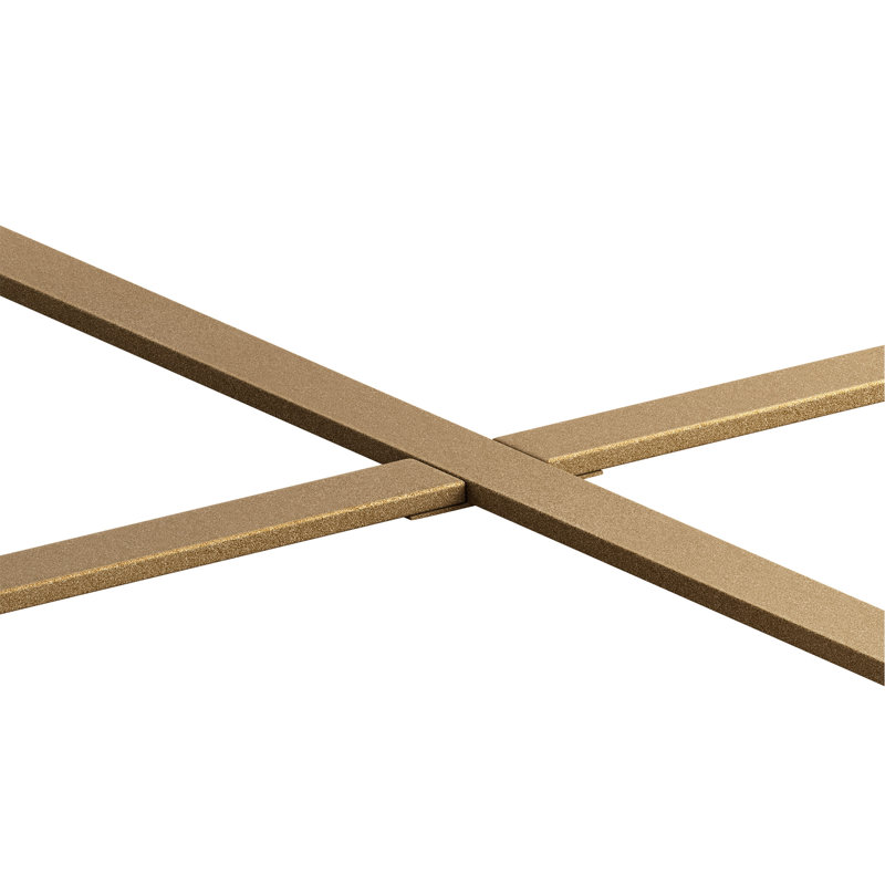 Table basse 33,8 po d'épaisseur rétro moderne avec plateau en bois de sapin et pieds croisés dorés