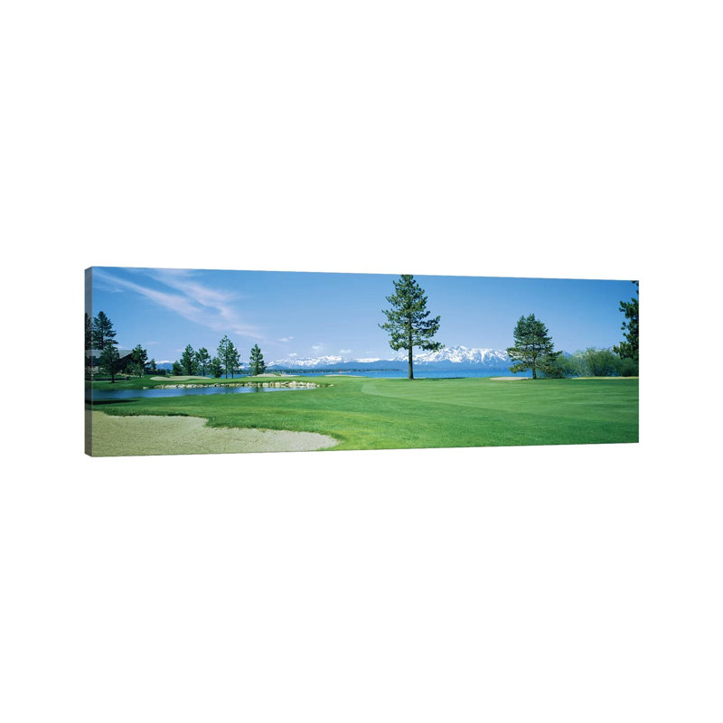 Sand Trap In A Golf Course, Edgewood Tahoe Golf Course, Stateline, Douglas County, Nevada by Panoramic Images - Wrapped Canvas Panoramic Print