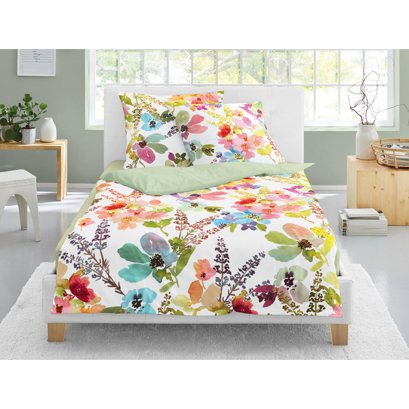 Juwel-K Cotton 81 TC Reversible Duvet Cover Set, Single Duvet Cover + 1 Pillowcase, Orange