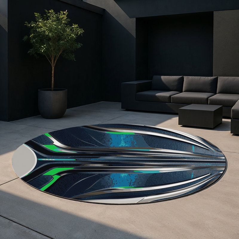 Pulsar Drift Indoor And Outdoor Area Rug, Round 5'