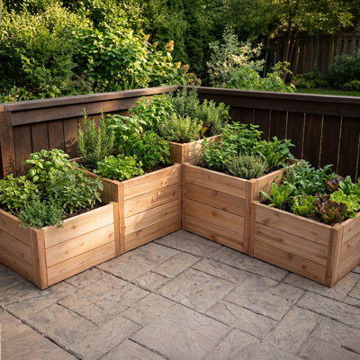 5.5 ft. W x 2 ft. D Tiered Cedar L-Shaped Garden in a Box