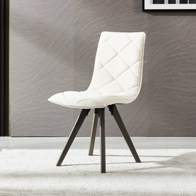 Chaises de salle à manger blanches modernes de style Mid-Century de 8 pièces pour le salon, tissu doux avec rembourrage élevé, pieds en bois de frêne gris, peinture à l'huile grise, conception à quatre pieds évasés, look élégant et minimaliste.