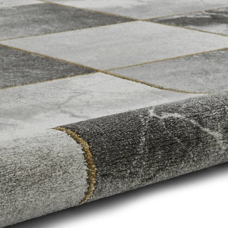 Amerion area rug Machine Woven Rectangle Grey/Gold, Rectangle 160 x 220cm
