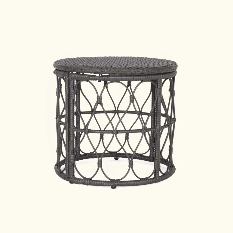 Boho-Inspired Wicker Weave Side Table With Durable Polyethylene Rattan, Perfect For Outdoor And Patio Decor., Brown