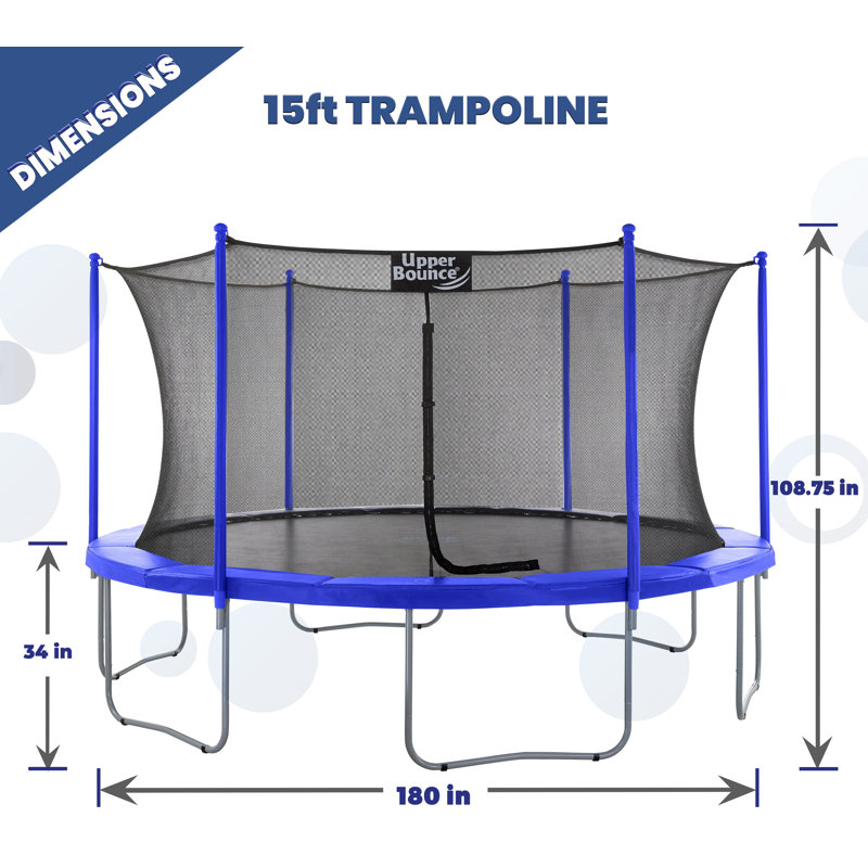 15 ft Black Round Trampoline with Enclosure Set