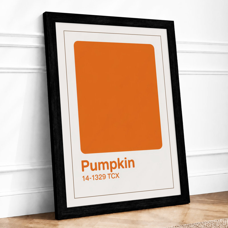 Pumpkin Swatch Typography - Framed Print, A4 - 29.7 x 21.0 cm, Black