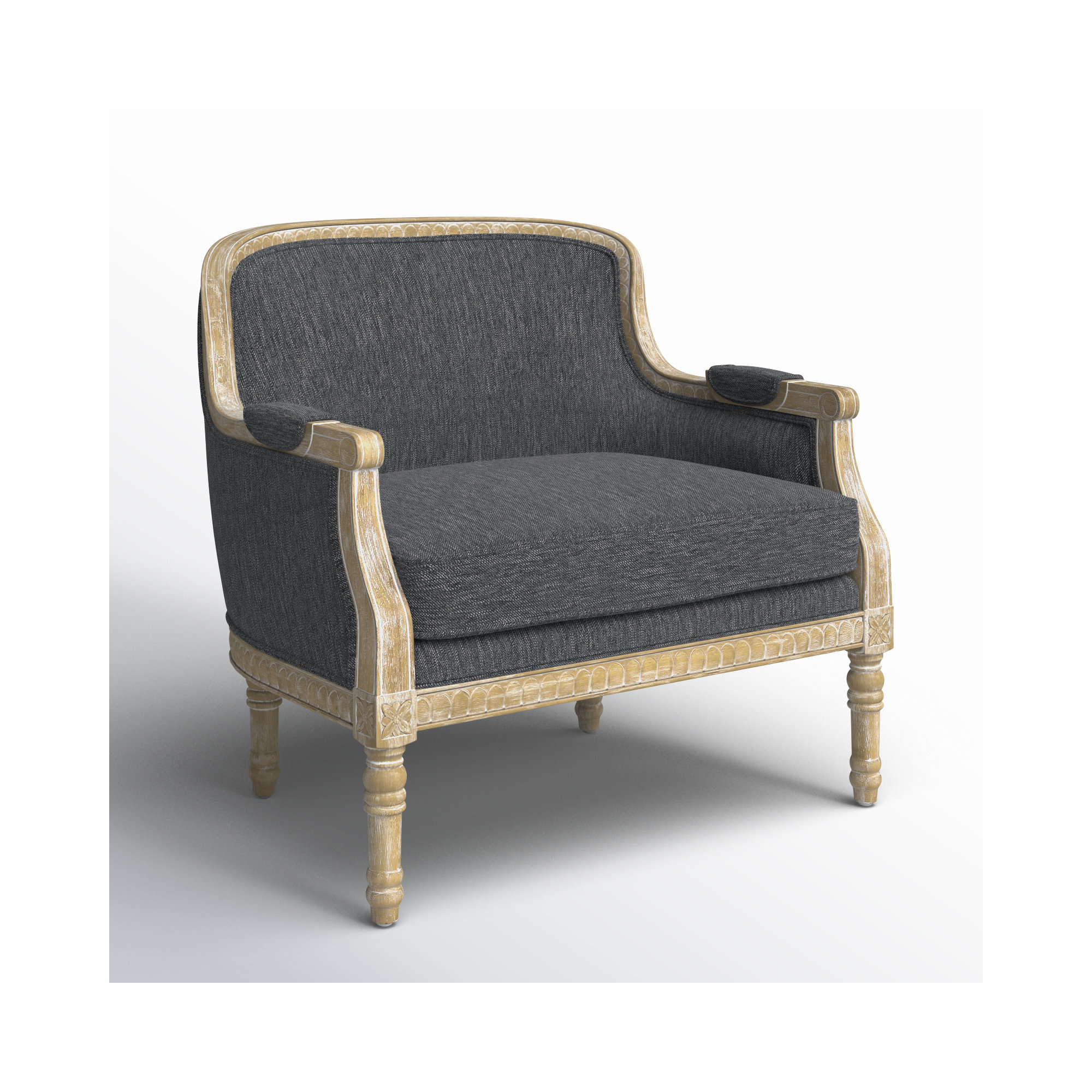 Charney Upholstered Club Chair, Gray 100% Polyester